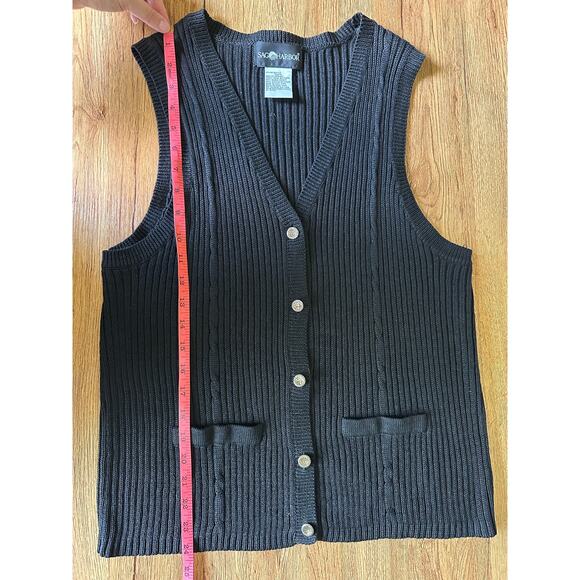 Sag Harbor Vtg Black Button Cardigan Sweater Vest Size Medium - Picture 5 of 6
